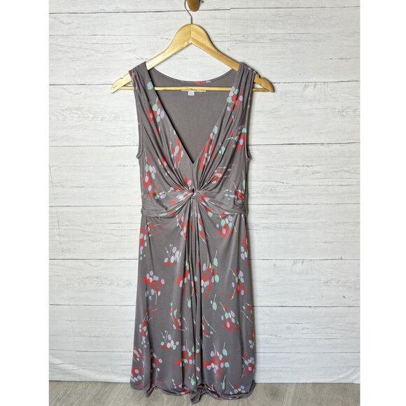 Boden Dress Womens Size 6R Gray Geometric Twist Knot Waist Detail Lined - Picture 3 of 16